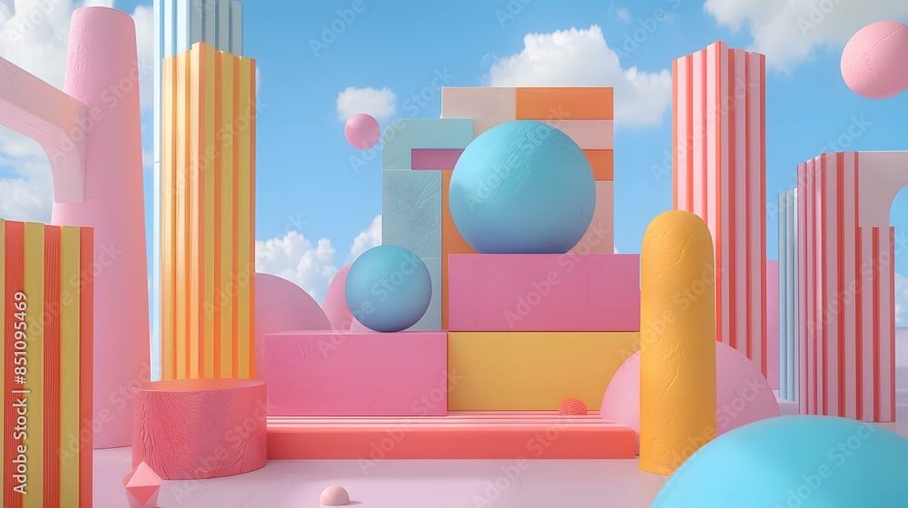 3d rendering of a colorful abstract geometric shapes composition 3d rendering of a colorful abstract geometric shapes composition