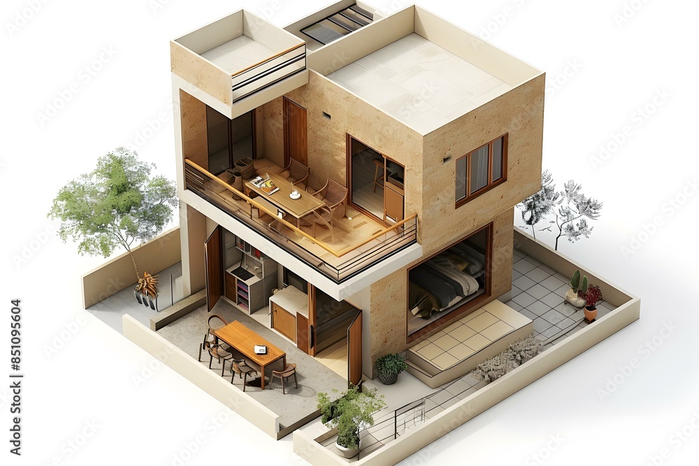 Modern Two Story Home with Patio and Balcony