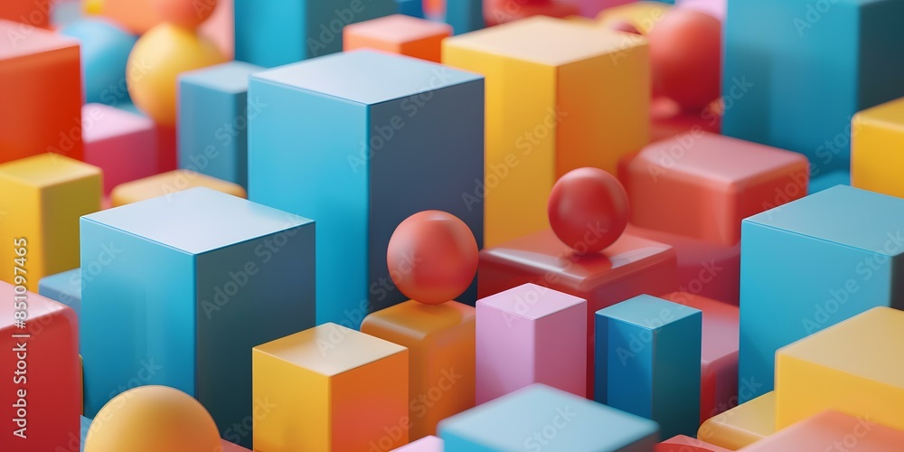 Colorful 3D cubes and spheres Colorful 3D cubes and spheres