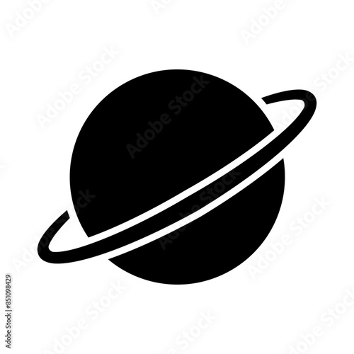 Saturn, ringed planet glyph solid icon