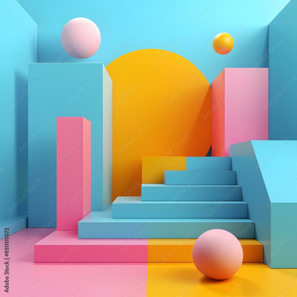 Abstract 3D Geometric Shapes Background Design With Pastel Colors Abstract 3D Geometric Shapes Background Design With Pastel Colors