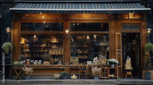 Vintage charming store front with wood carpentry and an elegant retro feel © sania