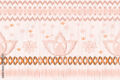 Ikat geometric folklore ornament with tribal ethnic seamless striped pattern Aztec style. oriental pattern traditional Design for background, clothing, wrapping, Batik, fabric, vector, illustration.