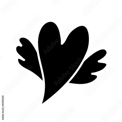 Black doodle heart icon vector 