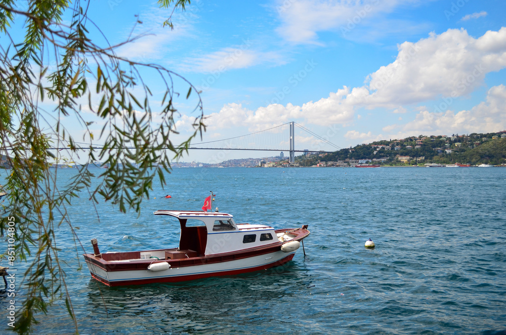Fototapeta premium fishing boats on the bosphorus, istanbul