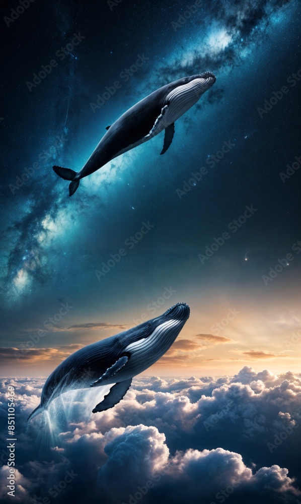 Fototapeta premium whales on the sky 