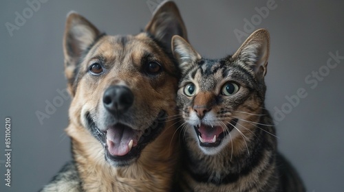 Amazing Friendship of Pets: Dog and Cat Together in a Happy Portrait