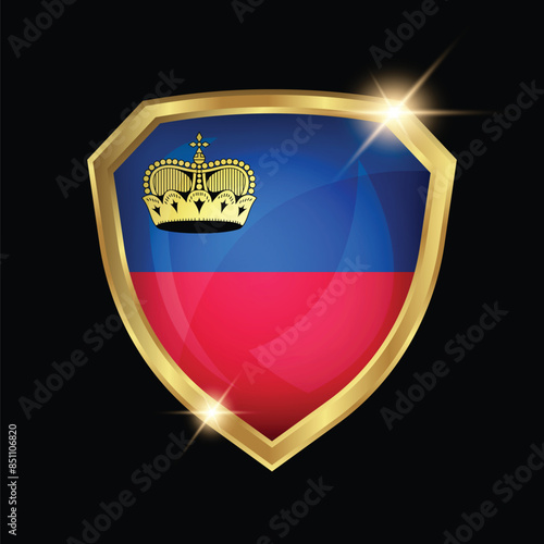 Liechtenstein Flag Golden Shield Logo