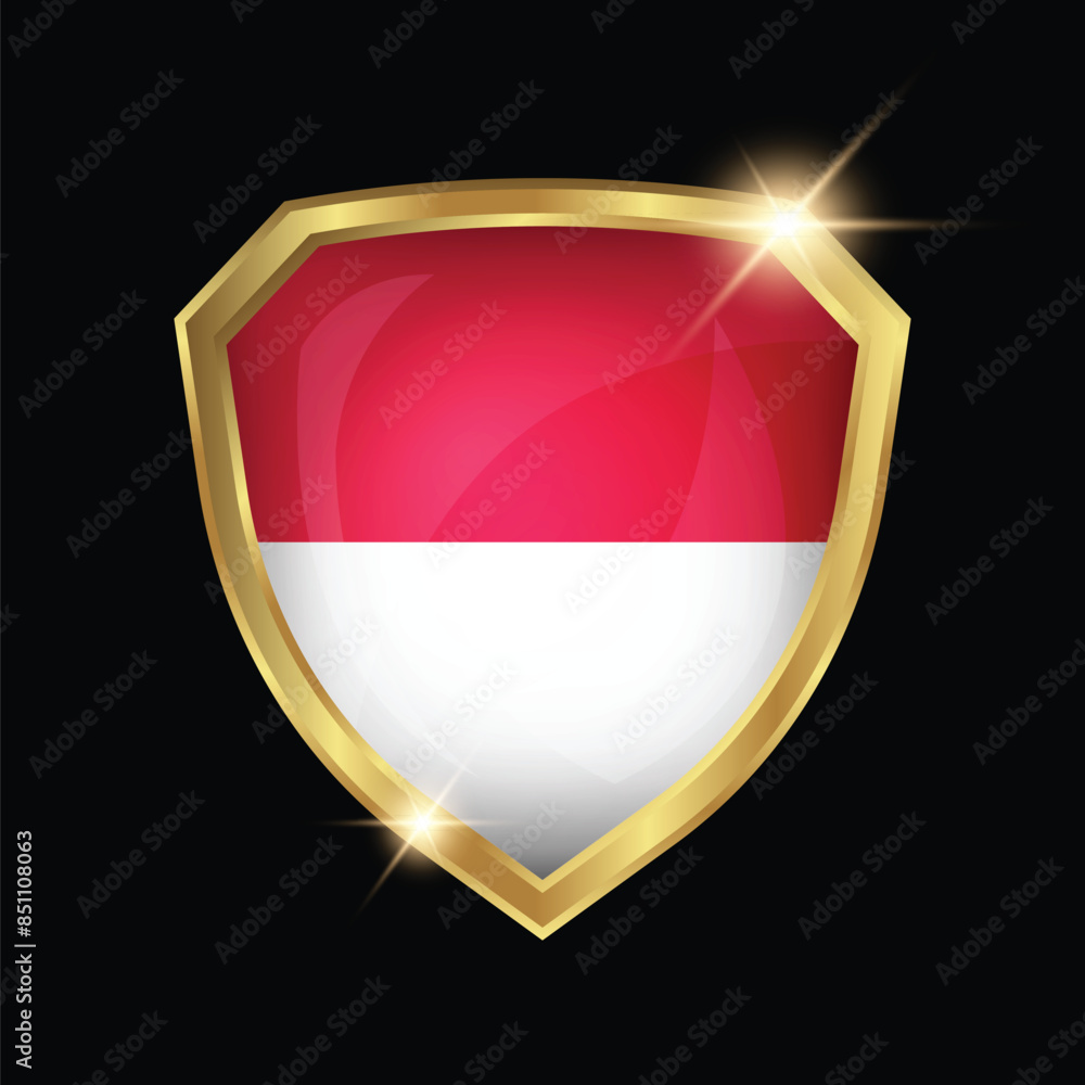Indonesia Flag Golden Shield Logo Indonesia Flag Golden Shield Logo