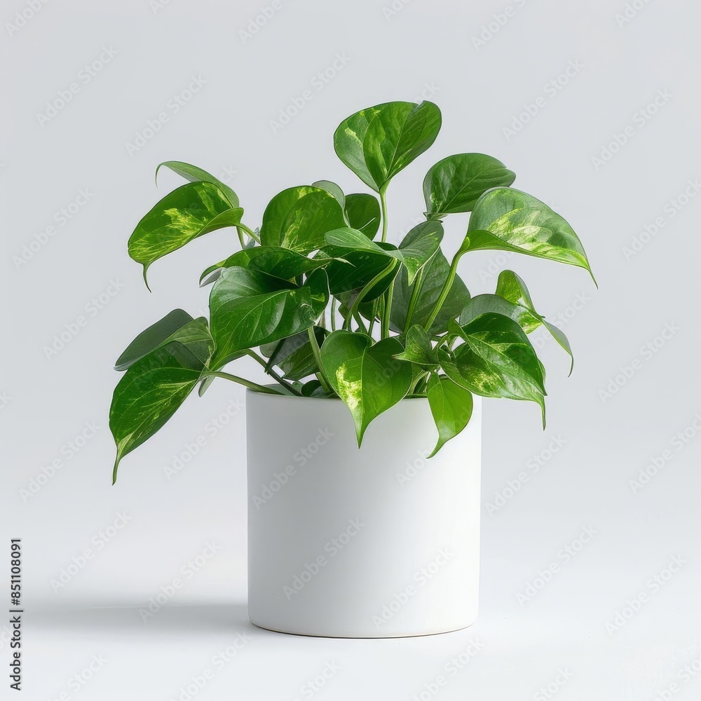 Pothos plant in a matte white ceramic pot with a minimalist design isolated on a solid white background Pothos plant in a matte white ceramic pot with a minimalist design isolated on a solid white background