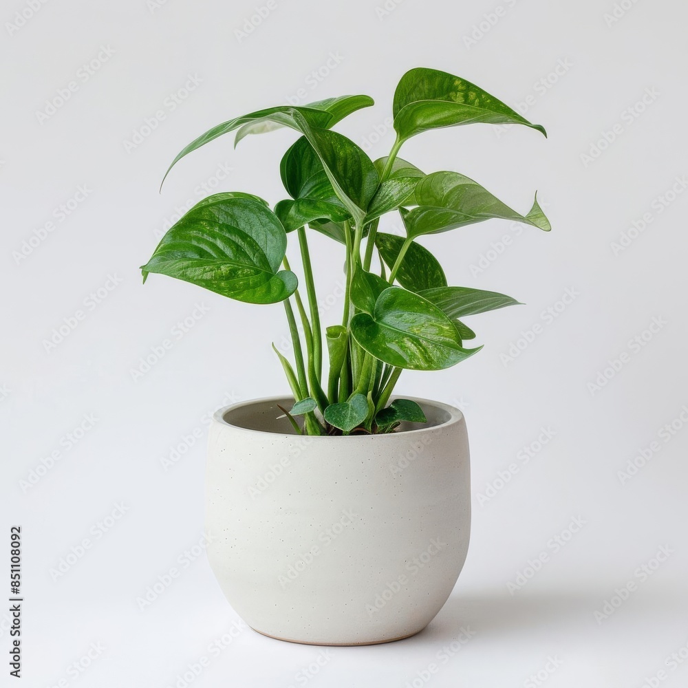 Pothos plant in a matte white ceramic pot with a minimalist design isolated on a solid white background Pothos plant in a matte white ceramic pot with a minimalist design isolated on a solid white background