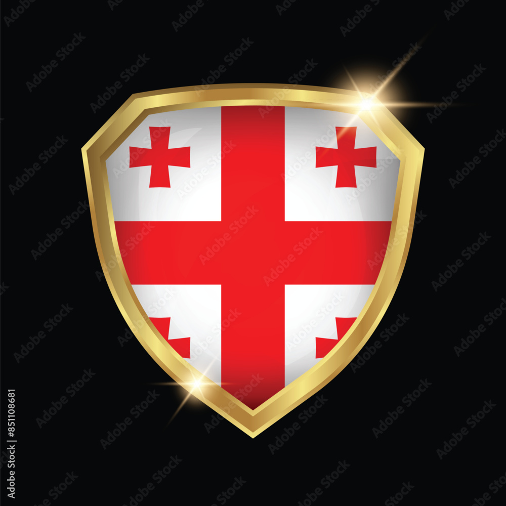 Obraz premium Georgia Flag Golden Shield Logo