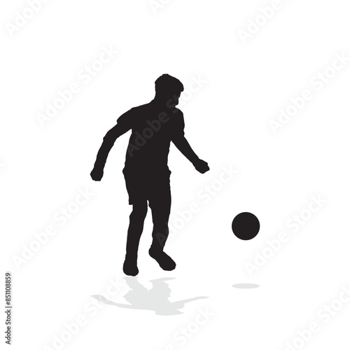 vector soccer player silhouette. player shooting