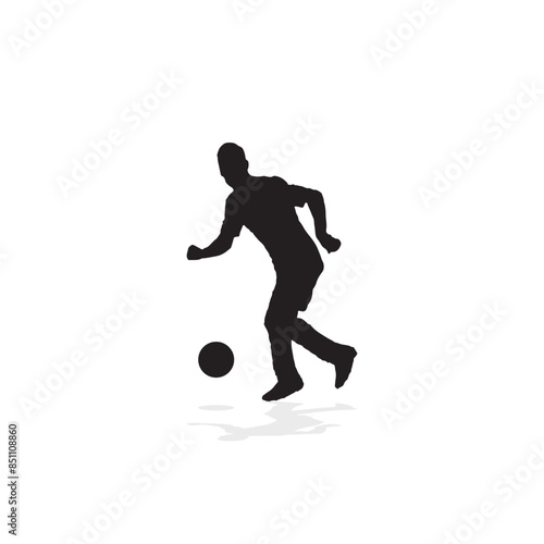 vector soccer player silhouette. player shooting