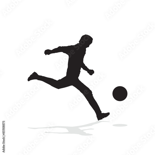 vector soccer player silhouette. player shooting
