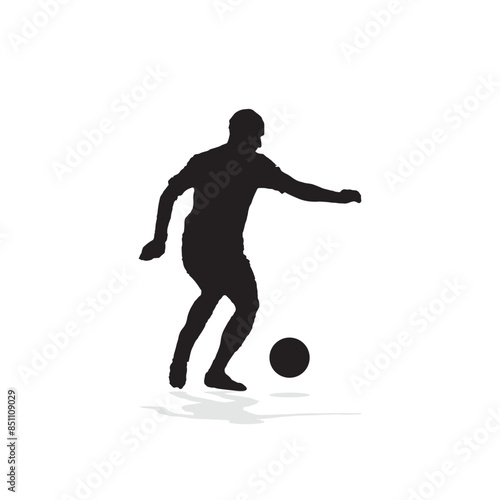 vector soccer player silhouette. player shooting