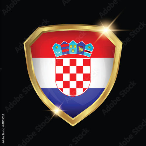 Croatia Flag Golden Shield Logo