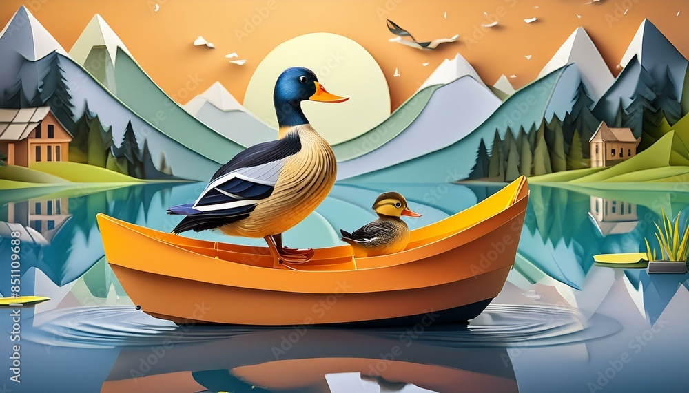 Obraz premium a duck on the boat