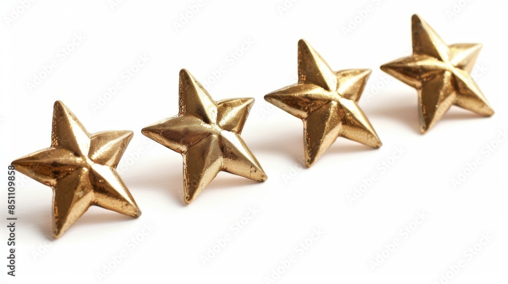 Four gold stars are lined up in a row Four gold stars are lined up in a row