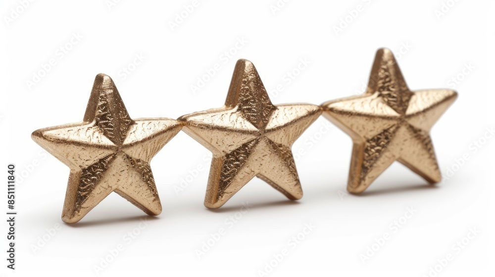 Three gold stars are lined up next to each other Three gold stars are lined up next to each other