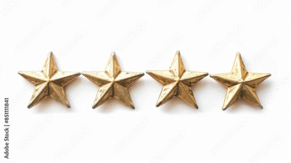 Four gold stars are lined up in a row