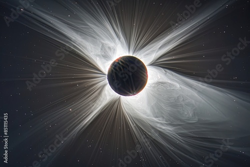 A dramatic image of a total solar eclipse with the suns corona visible. Generative AI