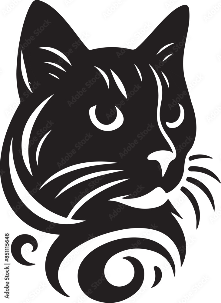 Obraz premium Cat Head Face Silhouette vector illustration