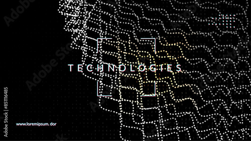 Digital Background. Science research: learning innovation. Cyber dots connect on the computing cover. Analytical patterns for global energy. Ai Background.