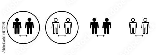 Social distance icon set. social distancing icon. self quarantine sign