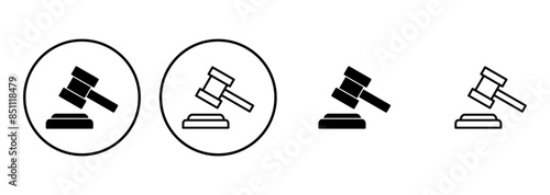 Gavel icon set. judge gavel icon vector. law icon vector. auction hammer