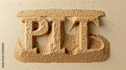 Sand Alphabet with clipping path and plain background as copyspace photo