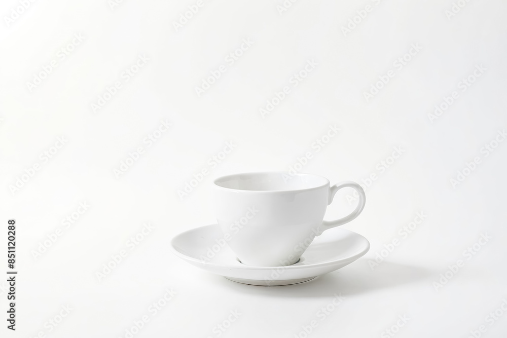 White Coffee Cup and Saucer on White Background White Coffee Cup and Saucer on White Background