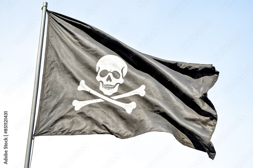 Fototapeta premium Jolly Roger Flag Waving in the Wind
