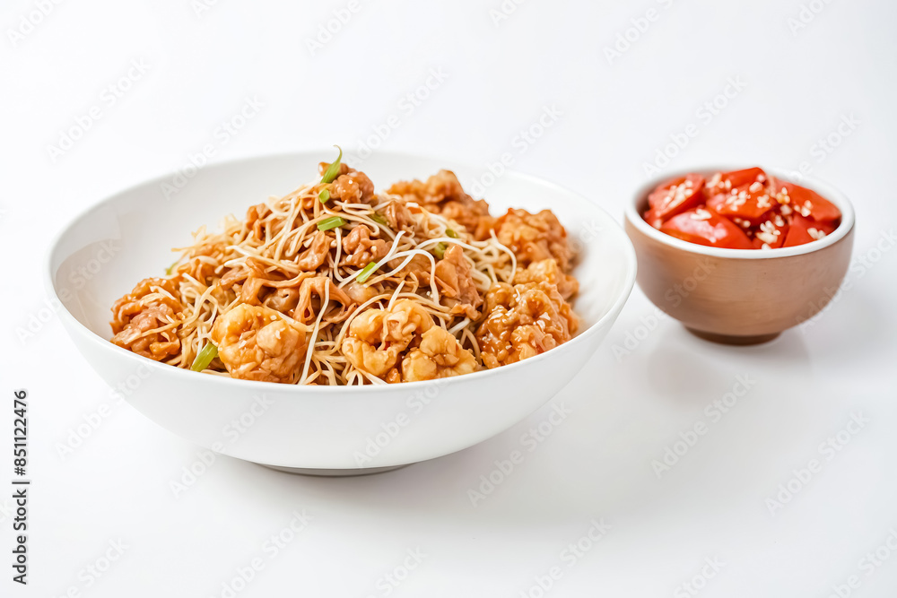 Shrimp and Noodle Dish with Red Pepper Salad Shrimp and Noodle Dish with Red Pepper Salad