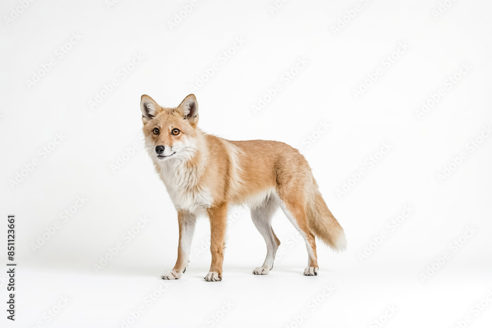 Obraz premium Fox Standing On White Background