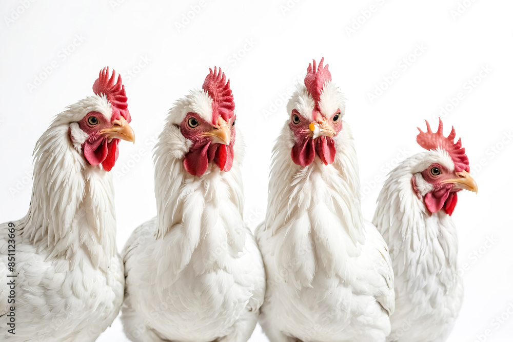 White Chickens in a Row