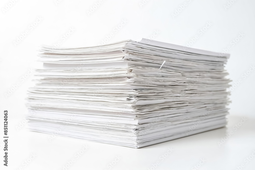 Stack of White Papers on a White Background Stack of White Papers on a White Background