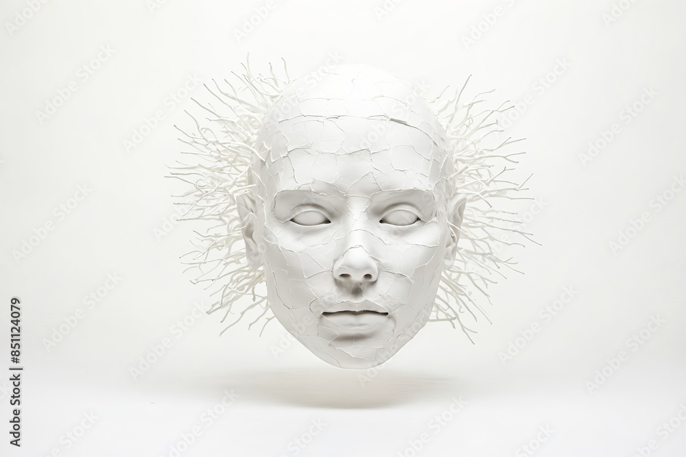 White Face with Crackled Texture and Spiky Hair White Face with Crackled Texture and Spiky Hair