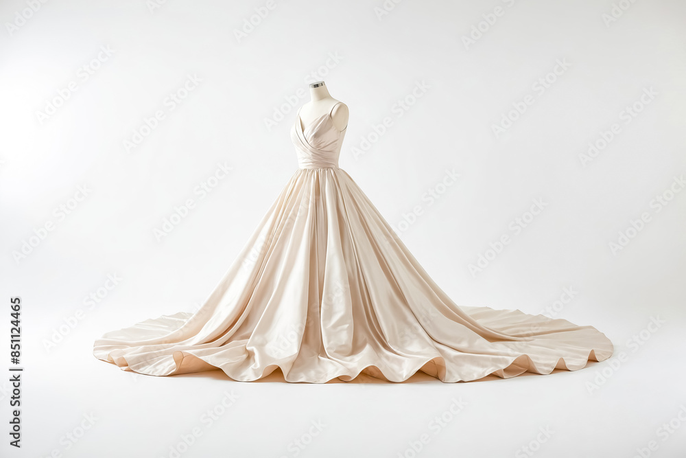 Elegant Wedding Dress with Draped Satin Skirt Elegant Wedding Dress with Draped Satin Skirt