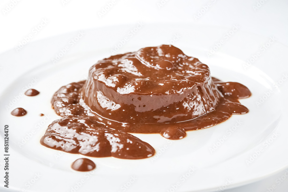 Close-up of Chocolate Pudding on a White Plate Close-up of Chocolate Pudding on a White Plate