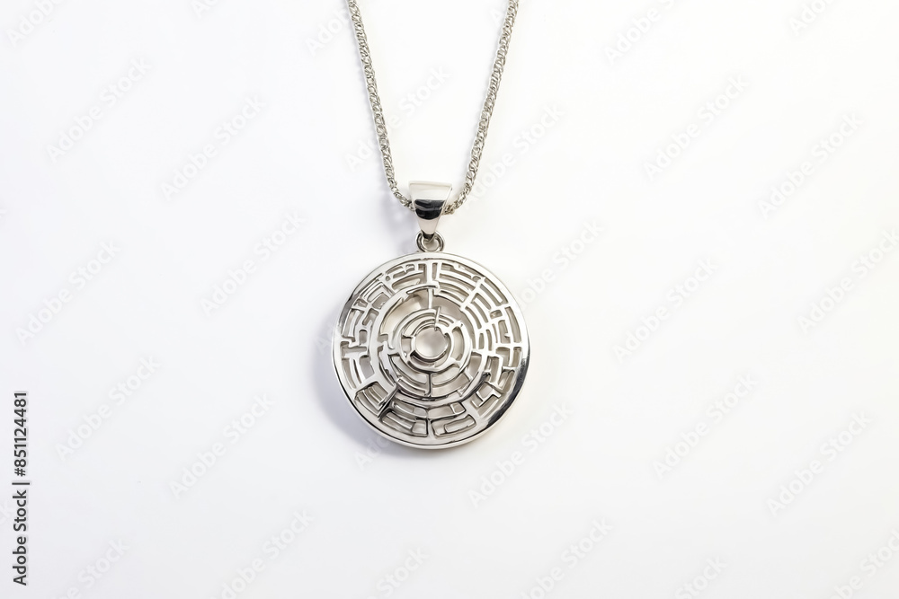 Silver Necklace with Geometric Pendant Silver Necklace with Geometric Pendant