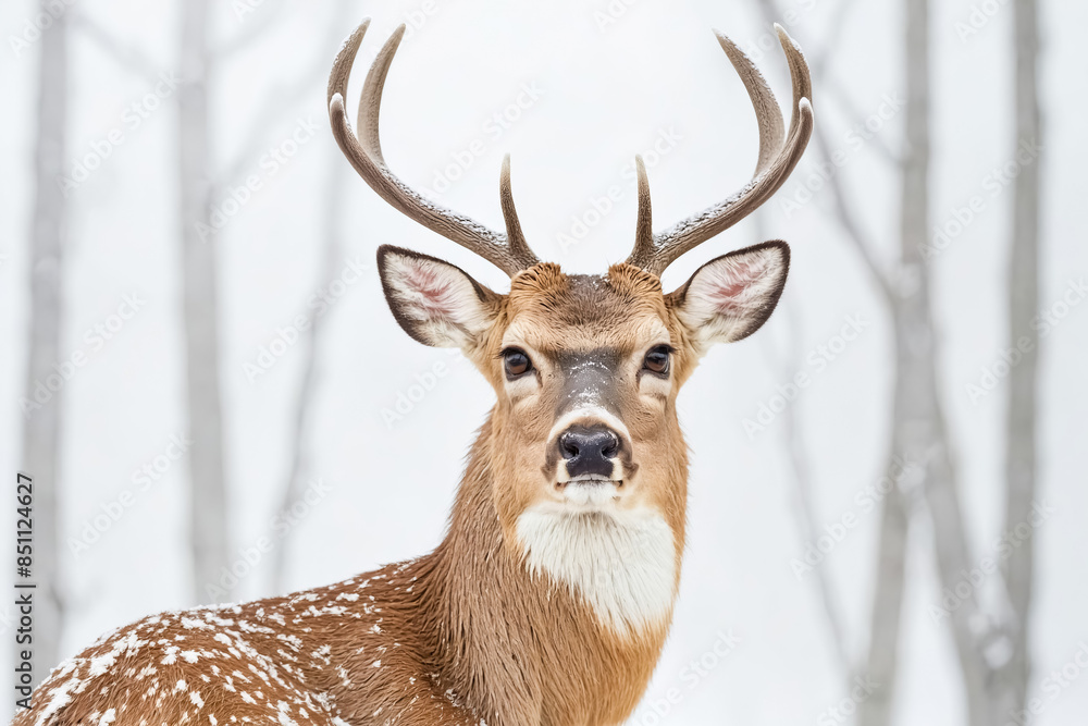 White-tailed Deer Buck in Winter Forest White-tailed Deer Buck in Winter Forest