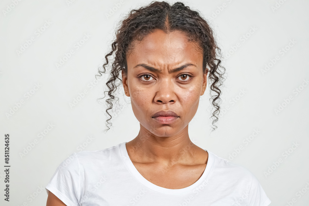 Portrait of a young woman looking annoyed Portrait of a young woman looking annoyed
