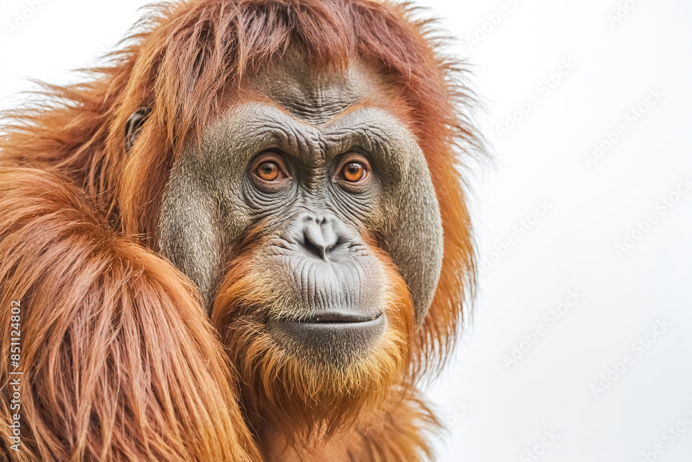 Obraz premium Close-up Portrait of an Orangutan with a Gentle Expression