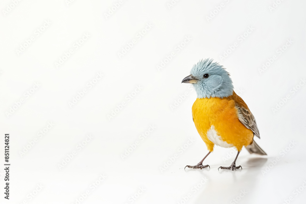Fototapeta premium Yellow and Blue Bird on White Background