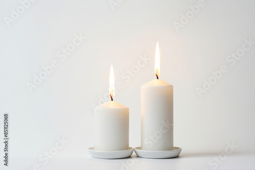 Wallpaper Mural Two Burning Candles on a White Background Torontodigital.ca