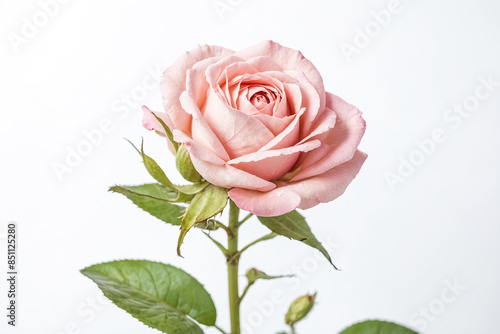 Pink Rose with White Background