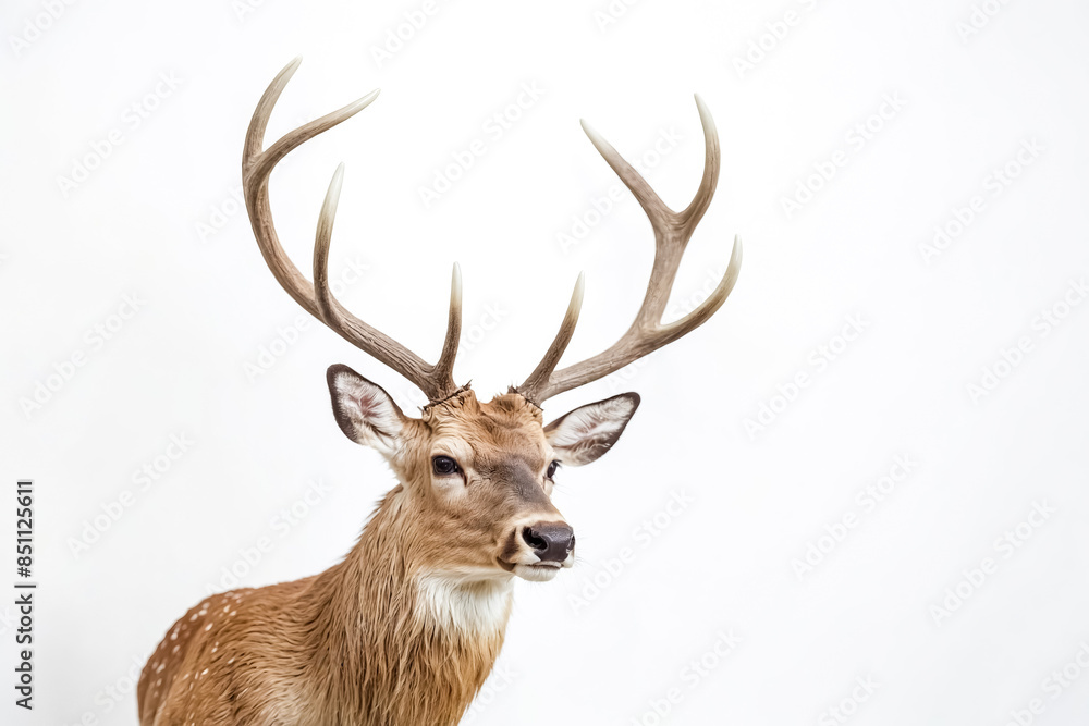 Deer with antlers isolated on white background Deer with antlers isolated on white background