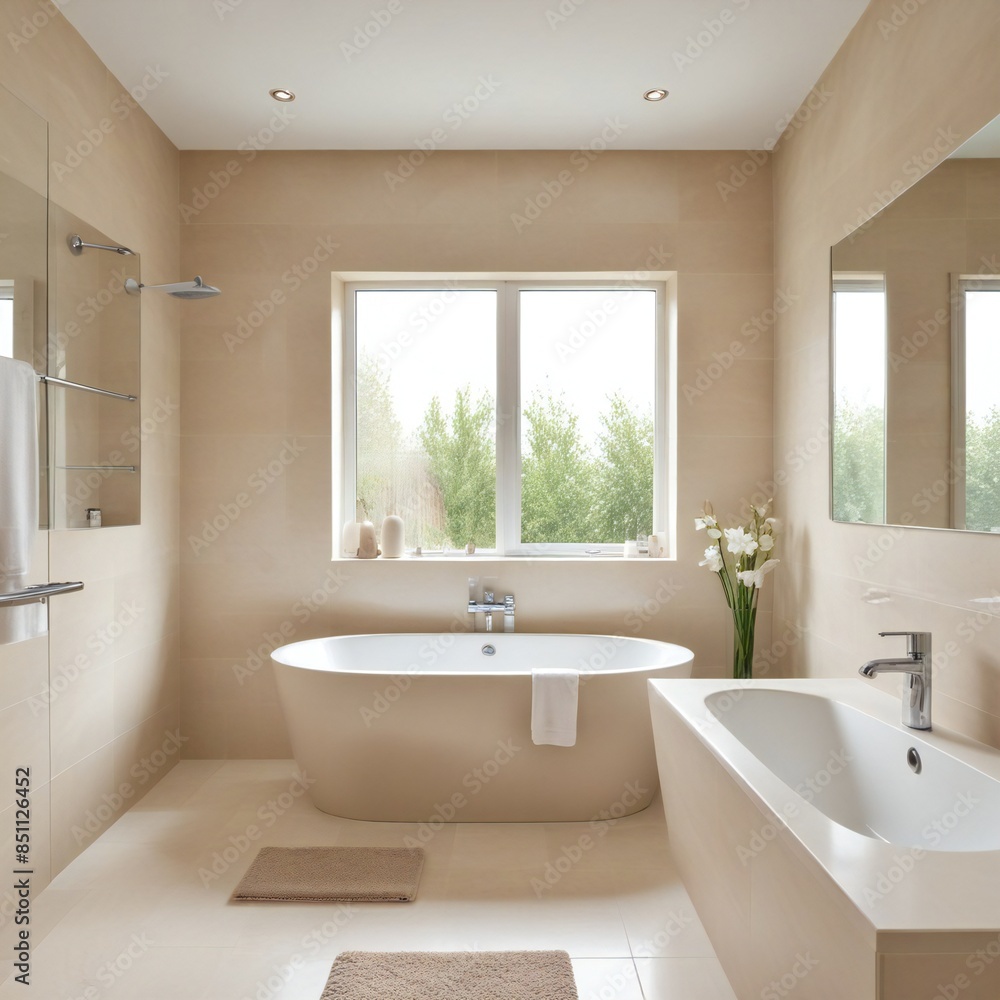modern bathroom with towel and tiles modern bathroom with towel and tiles