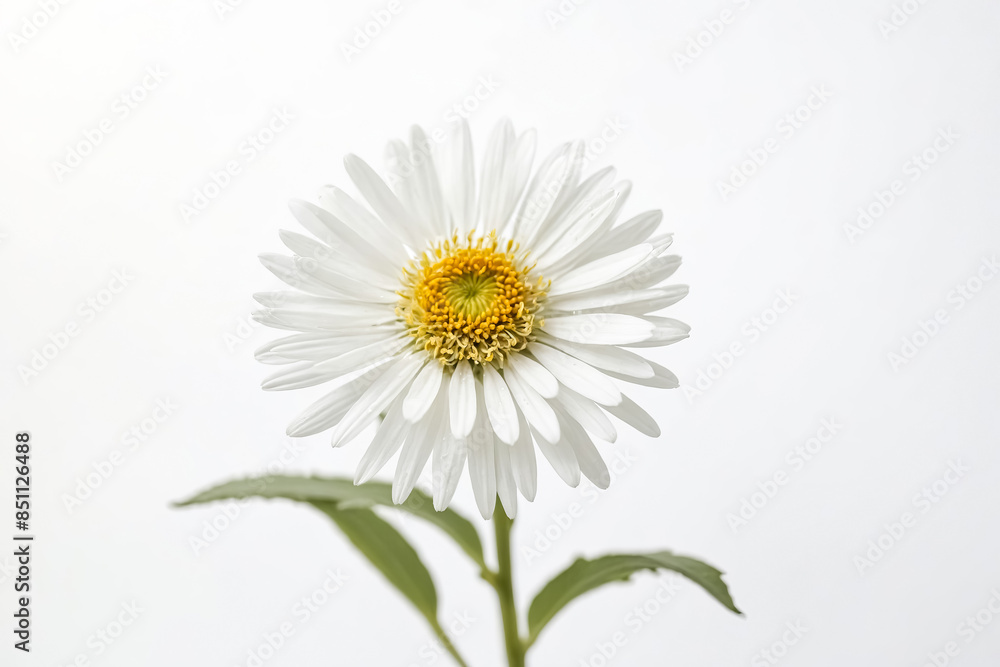Single White Daisy Flower on a White Background Single White Daisy Flower on a White Background